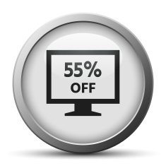 Computer Monitor icon on a silver button - SilverSeries N46