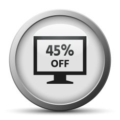 Computer Monitor icon on a silver button - SilverSeries N47