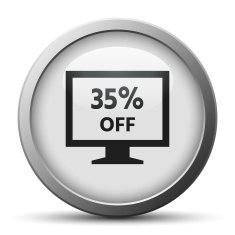 Computer Monitor icon on a silver button - SilverSeries N48