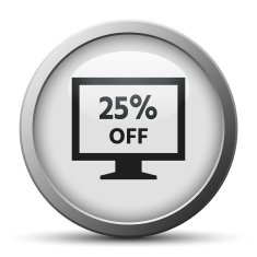 Computer Monitor icon on a silver button - SilverSeries N49