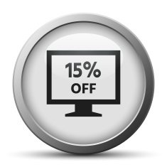 Computer Monitor icon on a silver button - SilverSeries N50
