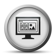 Computer Monitor icon on a silver button - SilverSeries N77