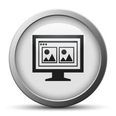Computer Monitor icon on a silver button - SilverSeries N78