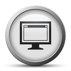 Computer Monitor icon on a silver button - SilverSeries N83