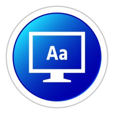 Computer Monitor icon on a round button - StickerSeries N12