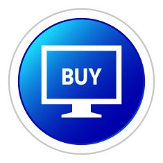 Computer Monitor icon on a round button - StickerSeries N30