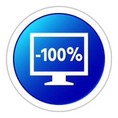 Computer Monitor icon on a round button - StickerSeries N42