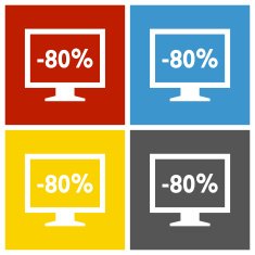 Computer Monitor icon on square buttons - SquareSeries N103