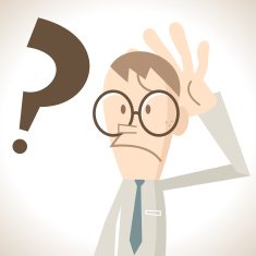 Confused businessman with gesture on his head question mark