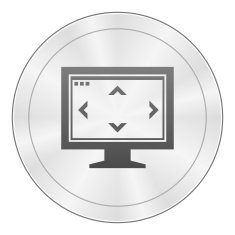 Computer Monitor icon on a round button - SharpSeries N28