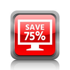Computer Monitor icon on a square button - RubyRedSeries N7