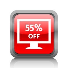 Computer Monitor icon on a square button - RubyRedSeries N46