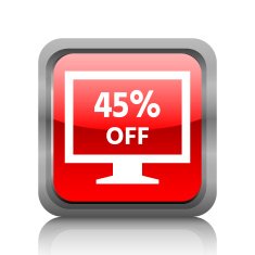 Computer Monitor icon on a square button - RubyRedSeries N47