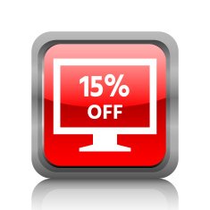 Computer Monitor icon on a square button - RubyRedSeries N50
