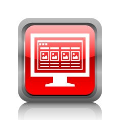 Computer Monitor icon on a square button - RubyRedSeries N70