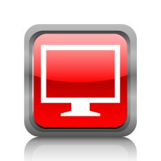 Computer Monitor icon on a square button - RubyRedSeries N85