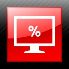 Computer Monitor icon on a square button - SleekSeries N123