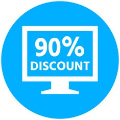 Computer Monitor icon on a round button - RoundSeries N39