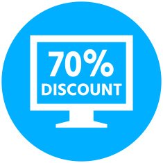 Computer Monitor icon on a round button - RoundSeries N43
