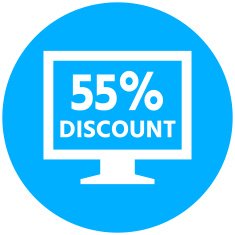 Computer Monitor icon on a round button - RoundSeries N46