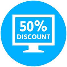 Computer Monitor icon on a round button - RoundSeries N47