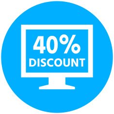 Computer Monitor icon on a round button - RoundSeries N49