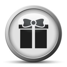 Gift Box icon on a silver button - SilverSeries