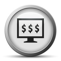 Computer Monitor icon on a silver button - SilverSeries N122