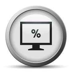 Computer Monitor icon on a silver button - SilverSeries N123