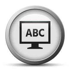 Computer Monitor icon on a silver button - SilverSeries N124