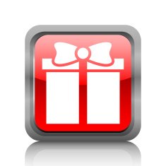Gift Box icon on a square button - RubyRedSeries