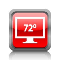 Computer Monitor icon on a square button - RubyRedSeries N90