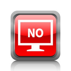 Computer Monitor icon on a square button - RubyRedSeries N94