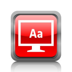 Computer Monitor icon on a square button - RubyRedSeries N96