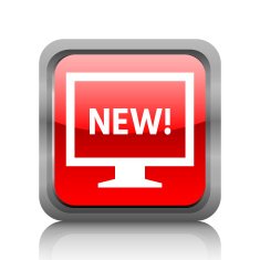 Computer Monitor icon on a square button - RubyRedSeries N100