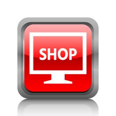Computer Monitor icon on a square button - RubyRedSeries N107