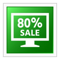 Computer Monitor icon on a square button - FlatSeries