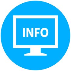 Computer Monitor icon on a round button - RoundSeries N113