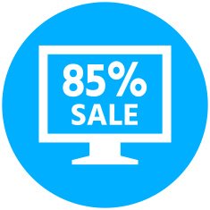 Computer Monitor icon on a round button - RoundSeries N163