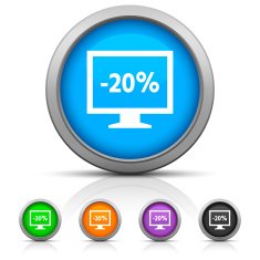 Computer Monitor icon on round buttons - GlossSeries N157