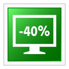 Computer Monitor icon on a square button - FlatSeries N69