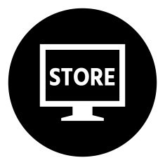 Computer Monitor icon on a round button - DimSeries