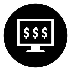 Computer Monitor icon on a round button - DimSeries N37