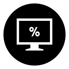 Computer Monitor icon on a round button - DimSeries N38