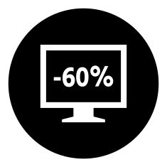 Computer Monitor icon on a round button - DimSeries N50