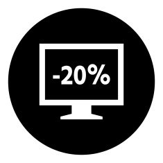 Computer Monitor icon on a round button - DimSeries N58