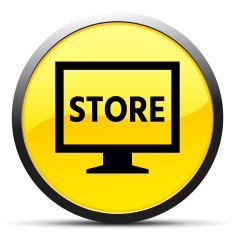 Computer Monitor icon on a round button - CurveSeries