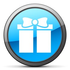 Gift Box icon on a round button - BrightSeries