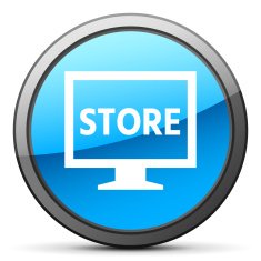 Computer Monitor icon on a round button - BrightSeries