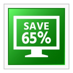 Computer Monitor icon on a square button - FlatSeries N89